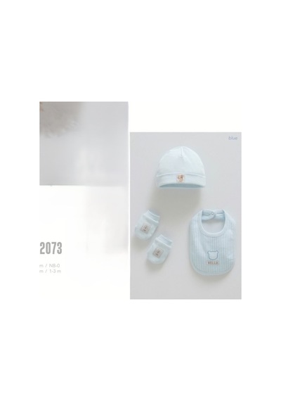 Caramell My Baby Kumsal 4lü Takım Aksesuar Eldiven Önlük Bere Hello Forest 2073 Mavi Mavi