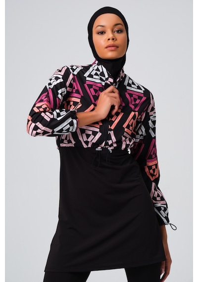 Alfasa Desenli Crop Tesettür Mayo - Pembe