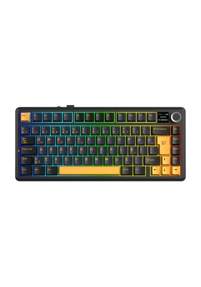 F75 Max Mekanik Rgb Tkl Graywood V4 Switch Kablosuz Makrolu Hot Swap Türkçe Q Klavye Siyah