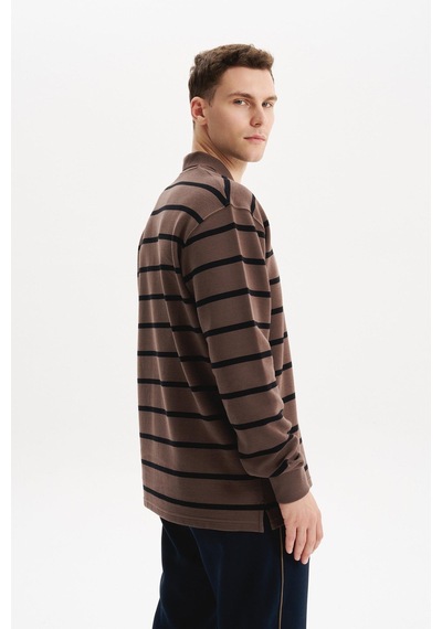 AR-MA Arma Erkek Regular Fit Çizgili %100 Pamuk Ringel Ottoman Kumaş Polo Yaka Ribanalı Sweatshirt K30554952502 Kahverengi AR-MA Arma Erkek Regular Fit Çizgili %100 Pamuk Ringel Ottoman Kumaş Polo Yaka Ribanalı Sweatshirt K30554952502 Kahverengi