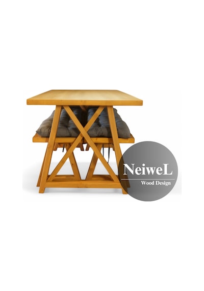 Neiwel Pina Doğal Ahşap Banklı Mutfak Ve Yemek Masası Takımı-120-280 Takım Açık Ceviz Neiwel Pina Doğal Ahşap Banklı Mutfak Ve Yemek Masası Takımı-120-280 Takım Açık Ceviz