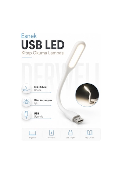 Esnek Usb Led Lamba Powerbank Laptop Ve Pc İçin Taşınabilir Gece Lambası Ve Kitap Okuma Işığı 5 Farklı Renk Seçeneği Mavi Kırmızı Turuncu Beyaz Yeşil