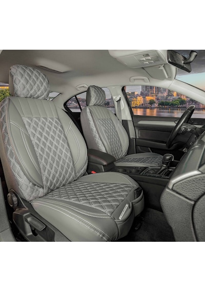 Ford Focus 2 Uyumlu Yarı Deri Oto Koltuk Kılıfı Ön Arka Takım Set Füme Fs