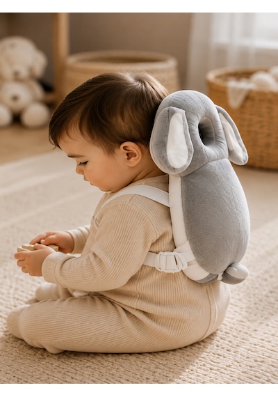Teknor Bebek Kafa Koruma Yastığı Tavşan Model 20x30 Ebat Gri