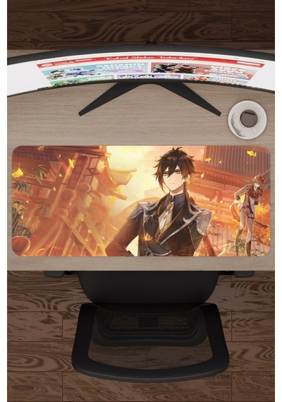 Zhongli Genshin Impact Anime Gacha V4 - 70x30 Xl Gaming Mouse Pad Fare Altlığı