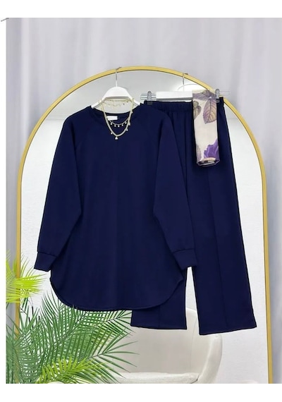 Lovie Moda Kadın Oysh Kumaş İkili Takım Lacivert