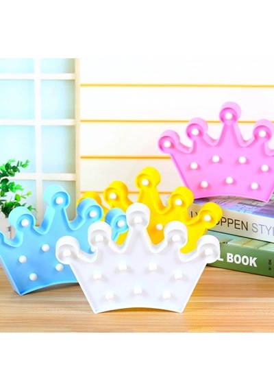 Gece Lambası 3d Dekor Amaçlı Pil İle Çalışan Kraliçe Tacı Formlu Led Masa .