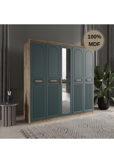 Pera 5 Kapak Mdf Gardırop Yeşi