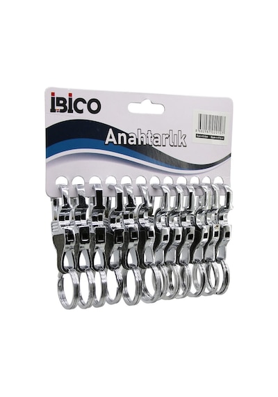 İbico İ12-010 Kupa Model Gövde Metal Anahtarlık Çift Halkalı Kemer Geçmeli- 12'li Paket Çok Renkli