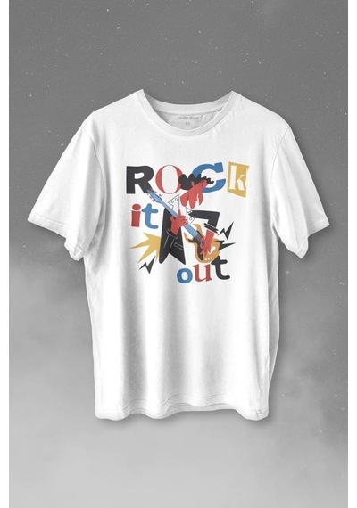 Rockstar Rock It Out Guitar Gitarist Baskılı Tişört Unisex T-shirt 001