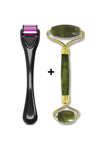 Derma Roller + Roller Yeşim Taşı Cilt Yenileme Seti 2li Set