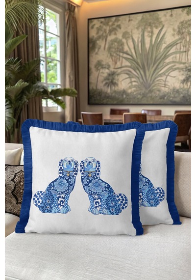 Çini Motifli Saçaklı Yastık Kılıfı - Vintage İngiliz Klasik Mavi Bohem Püsküllü Kırlent Kılıfı Buzlu Okyanus Bej Çini Motifli Saçaklı Yastık Kılıfı - Vintage İngiliz Klasik Mavi Bohem Püsküllü Kırlent Kılıfı Buzlu Okyanus Bej