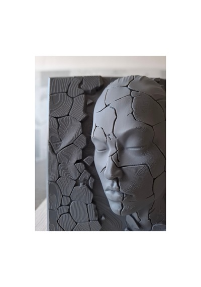 Modern Kadın Portresi 3d Rölyef Duvar Tablosu 14x14 Cm