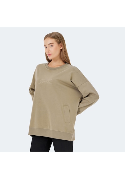 Slazenger VIKENTI SW Oversize Kadın Cepli Oversıze Koyu Yeşil Sweatshirt