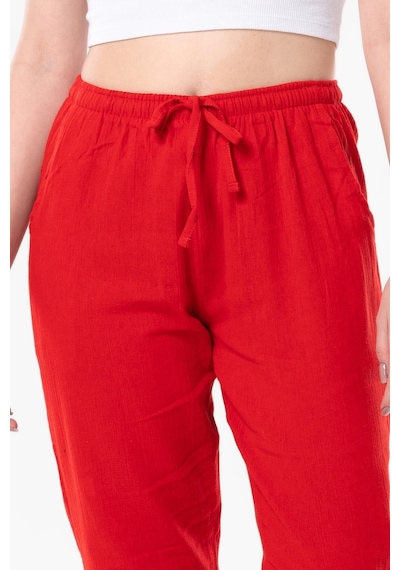 Eliş Şile Bezi Şile Bezi Çift Cepli Unisex Yazlık Pantolon Kırmızı Krmz-kırmızı Kırmızı