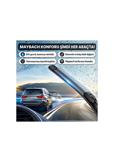 Audi A1 Silecek 2010 2018 Uyumlu Maybach Tipi Akıllı Su Fıskiyeli Silecek Seti Ön Takım