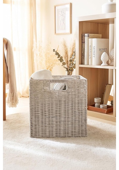 Tr Yıkanabilir Gri Pp Rattan Sepet 33 X 33 X 33 Cm Genel