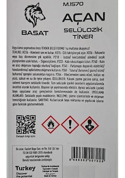 Pamukkale Manas Selülozik Tiner 12 Lt