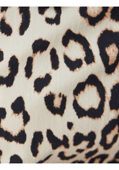Koton Leopar Desenli Bluz Bebe Yaka Bağcık Detaylı Kısa Kollu Slim Fit Bej Desenli 5wal60115ıw Ekru Desenli Ekru
