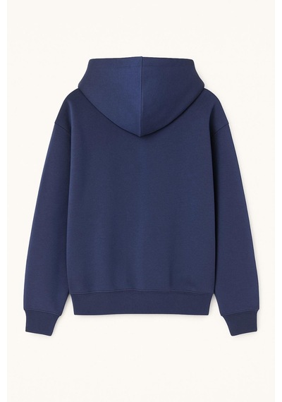 Mixray 2023 Unisex 3iplik Basic Polarlı Fermuarlı Sweatshirt Hoodie İndigo