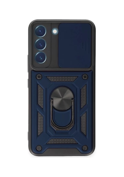 Samsung Uyumlu Galaxy S24 Kılıf Pars Lens Yüzüklü Silikon - Lacivert Standart