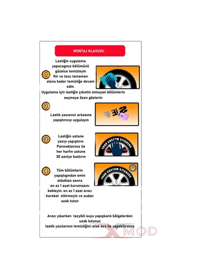 Lastik Yazısı Micheliin Oto Motosiklet Lastik Yazisi 4 Adet A+ Kalite Yapıştırıcılı