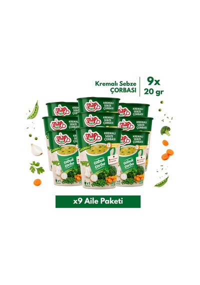 Snap Eats Hazır Çorba Bardakta Kremalı Sebze Çorbası 20 Gr 9'lu Aile Paketi