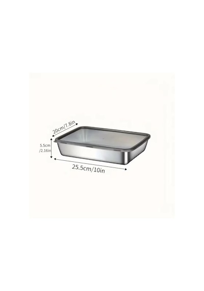 Çok Amaçlı Paslanmaz Çelik Fırın Ve Saklama Kabı 25x20x5 Cm