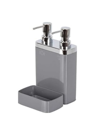 Gri Sünger Hazneli Mutfak Sıvı Sabunluk 300 Ml Ve Bulaşık Deterjanlık 500 Ml 000 Açık Krem