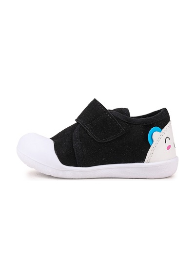 Kiko Kids Catly Cırtlı Erkek Bebek İlk Adım Panduf Ayakkabı Siyah