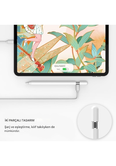 Apple Pencil Usb-c İçin Uyumlu Koruyucu Esnek Silikon Kılıf Kalem Değildir Gri