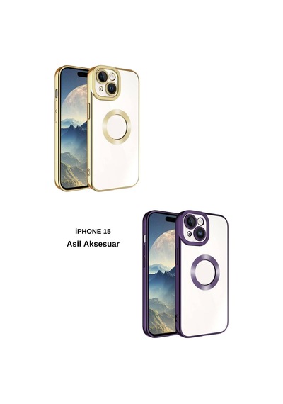 Iphone 15 Uyumlu Renkli Detaylı Kamera Korumalı Logo Kısmı Açık Korumalı Kılıf