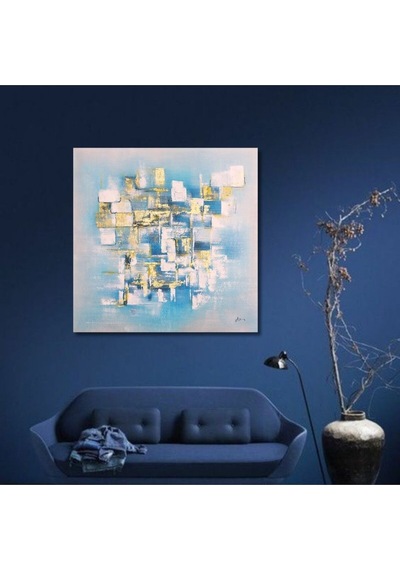 Modern Büyük Boy El Yapımı Yağlı Boya Tablo 125x125cm