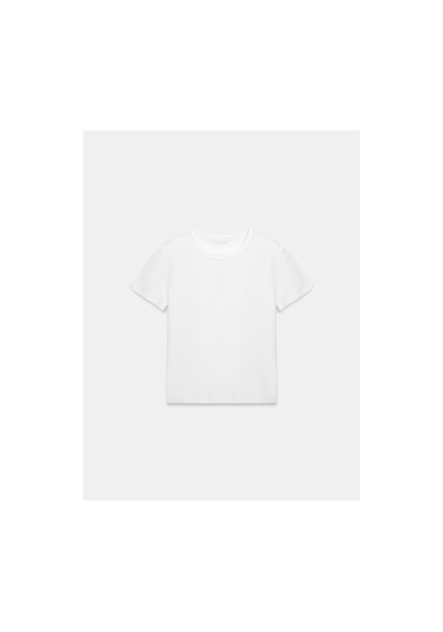 Dilvin 32779 Bisiklet Yaka T-shirt-beyaz-16479
