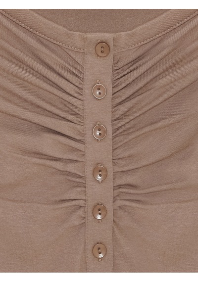 Dilvin 32661 Düğme Detaylı Bodysuit-vizon Vizon