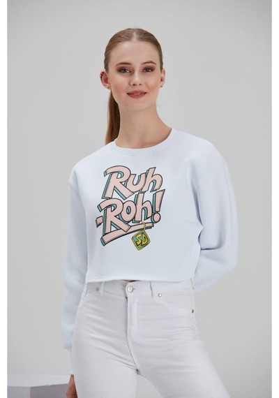 Meecy Kadın Beyaz Baskılı Sweatshirt Beyaz Beyaz
