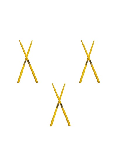 Midex Gfk-801yl-3x 5a Bateri Baget Kırılmaz Polyemid Sarı Renk Davul Bageti 5a Drumsticks 6 Adet 3 Çift
