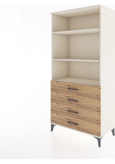Hyperion Dolap 3 Raflı 4 Çekmeceli 88x44x182 Aytaşı-çam Aytaşı
