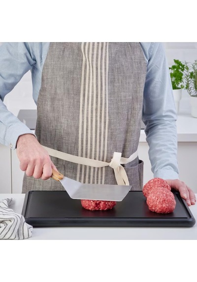 Ikea 30 Cm Paslanmaz Çelik Izgara Hamburger Spatulası, Ahşap Sap, Barbekü Mangal Spatulası Çok Renkli