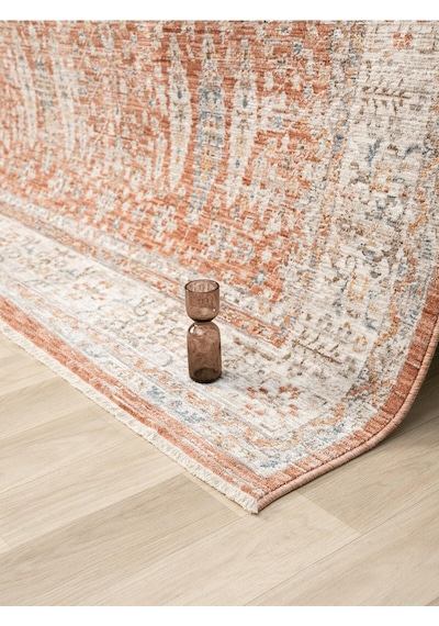 Mariesse Home Vintage Eskitme Desenli Makine Dokuma Salon Oturma Odası Halısı 10207 Terra