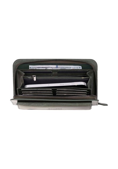 Bloominbag Faron Forest Green Telefon Bölmeli Hakiki Deri Unisex Clutch Çanta Yeşil