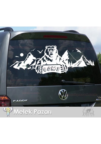 Ayı Dağ Manzara Off Road Kamp Karavan Sticker