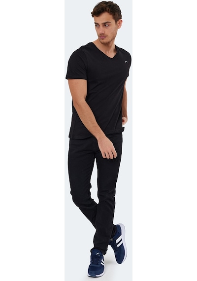 Slazenger RIVALDO Erkek V Yaka Siyah Tişört