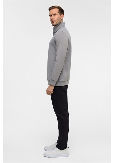 Süvari Gri Regular Düz Yarım Balıkçı Yaka Sweatshirt Gri