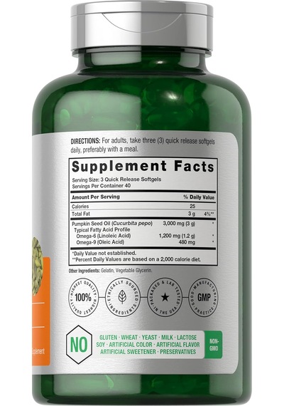 Horbäach Pumpkin Seed Oil 3000mg 120 Softgel Aromasız