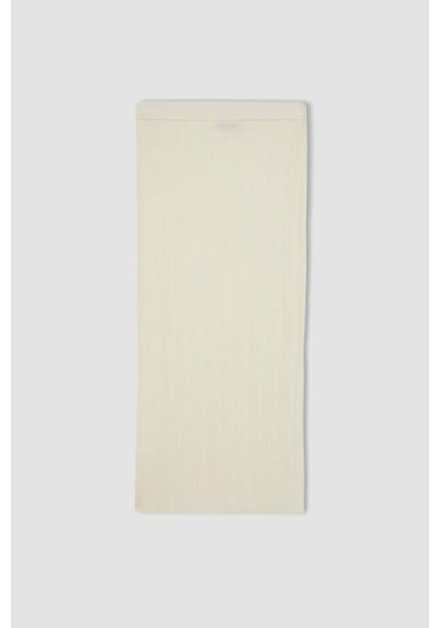 Defacto Coool Slim Fit Dar Kesim Basic Düz Yırtmaçlı Triko Midi Etek A2058AX24AUBG303 Bej
