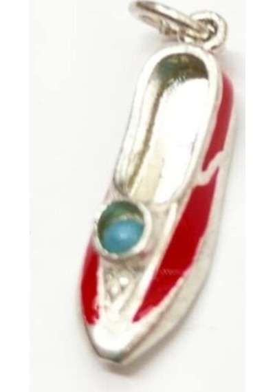 Oriental Kuyumculuk Jewellery Kırmızı Mineli Gümüş Çarık Kolye Ucu Gümüş
