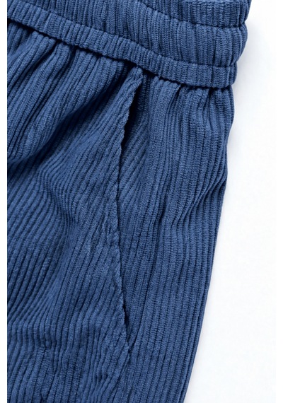 Genius Store Genıus Erkek Pantolon Fitilli Kadife Bol Paça Oversize Pantolon İndigo