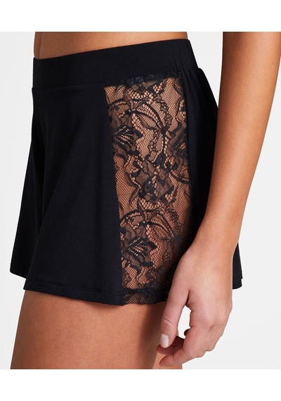 Aubade Lazy Days Shorty Modal Ve Ipek Karışımı Dantelli Şort Külot Siyah