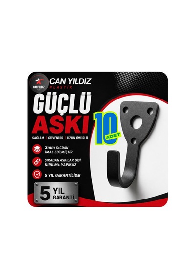 Güçlü Sıra Ve Duvar Askısı 10 Adet Siyah